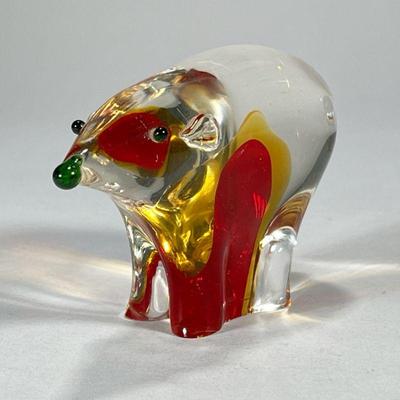 MURANO SOMMERSO GLASS BEAR | l. 6 1/2 x h. 4 in

