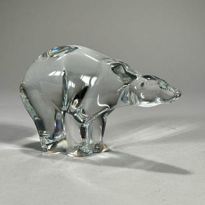 BACCARAT BEAR | Clear baccarat bear. - l. 7 x h. 4 1/2 in

