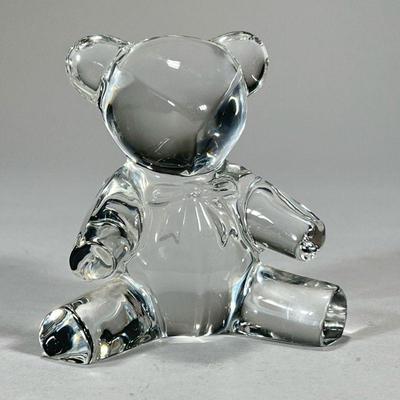 RALPH LAUREN CRYSTAL GLASS TEDDY BEAR | Crystal glass Teddy bear signed by Ralph Lawrence in great condition. - h. 4 1/4 in

