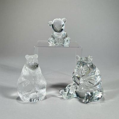 3 WATERFORD MARKED BEARS | One is a teddy bear with a letter block, the second a panda bear holding a bamboo, and the third a polar bear....