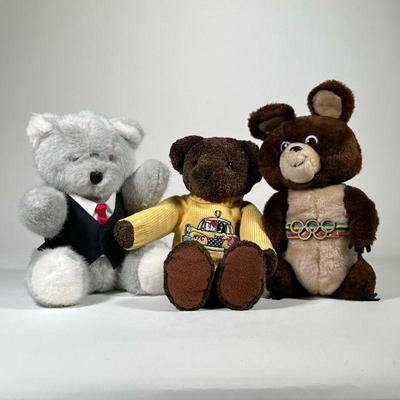 (3pc) DAKIN & OTHER BEARS | Including a Dakin 1980 Russian Olympic mascot "Misha" bear plush and a 1991 Dakin Jim Ownby...