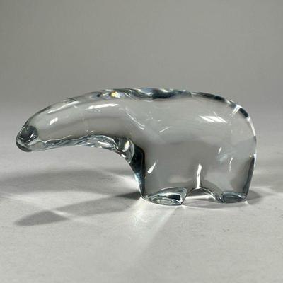 BACCARAT CRYSTAL POLAR BEAR | Baccarat clear crystal glass bear figure, marked on the bottom. - l. 5.5 x h. 2.5 in
