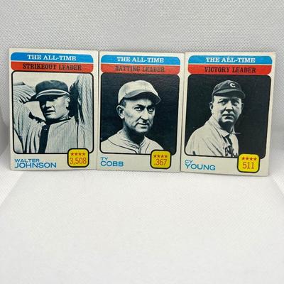 1973 Topps # 475: The All-Time Batting Leader, Ty Cobb, Cy Young, Walter Johnson