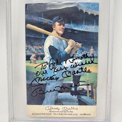 Lot #39 (A) -5x7 Postcard Featuring Mickey Mantle Signed By Mantle and Best Friend Billy Martin - Becket Authenticated