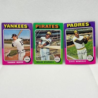 1975 Topps #20: Thurman
Munson, New York Yankees.
1975 Topps #100: Willie Stargell, Pittsburgh Pirates.
1975 Topps #61: Dave Winfield,...