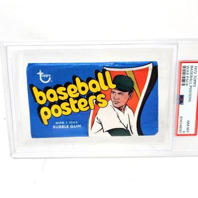 Lot #55 - 1972 Topps Unopened Baseball Posters Wax Pack PSA NM-MT 8.