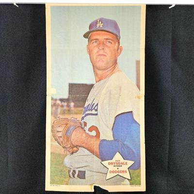 Lot #43 - 1968 Topps Poster #7, Don Drysdale. Los Angeles Dodgers.