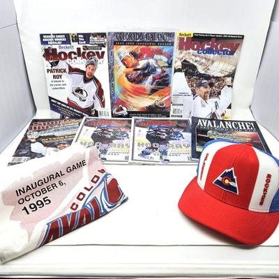 Lot #32 - Colorado Avalanche Opening Night Program Autographed by ESPN & Towel, Plus Rockies NHL Hat & More!
