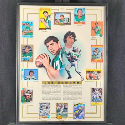 Lot #20 (A) - Limited Edition Framed Joe Namath Topps Commemorative Card Sheet w/ COA from Topps
