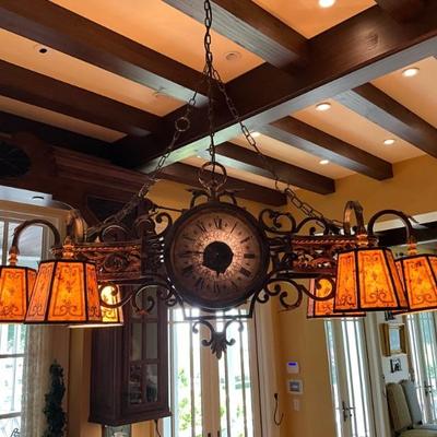 LOT 972 Fine Handcrafted Six Lamp Clock Chandelier. Click here to bid-...
