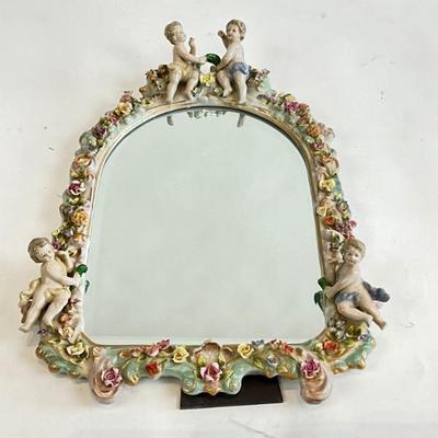 Lot 876 Antique Porcelain Meissen Cherub Vanity Mirror 