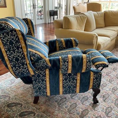 Lot 746,747 Hancock & Moore Blue and Gold Reclining Chair 