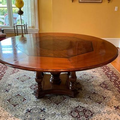 Lot 829 Large Round Chestnut Burled Wood Veneered French Country Dining Table 