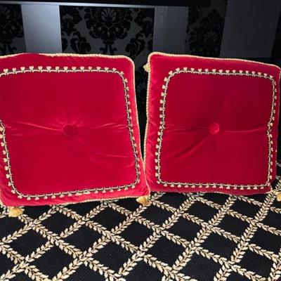 LOTS 818 & 819 Pair of Red Velvet Down Pillows
