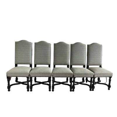 LOT 800 Set of Five French Louis XVII Style Upholstered Dining Chairs