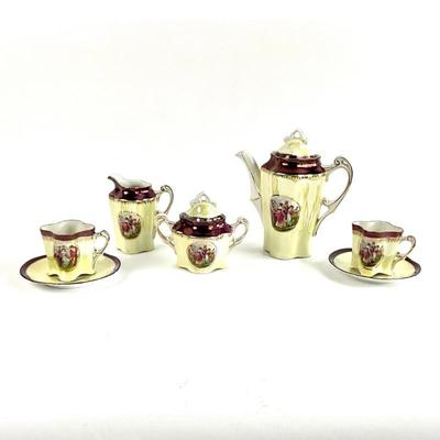 LOT 722 victorian German Luster Pictorial Tea Set. Click here to bid-...