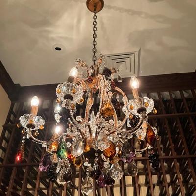 Lot 988 Multi colored Crystal Chandelier