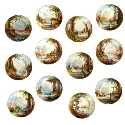 LOT 701 Set of 12 Royal Worcester Porcelain European Garden Plates. Click here to bid-...