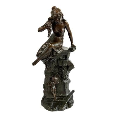 LOT 718 Fine Patinated Bronze Sculpture by Edouard Drouot. Click here to bid-...