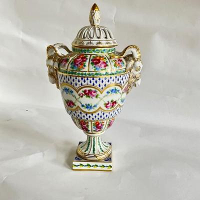 Lot 767 Antique Carl Thieme Floral Handpainted Dresden Urn Vase With Rams' Head