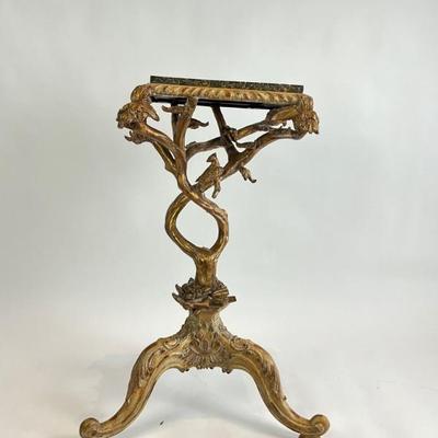 Lot 859 Vintage Maitland Smith Italian Grotto Style Branch & Bird Figural Pedestal Side Table 