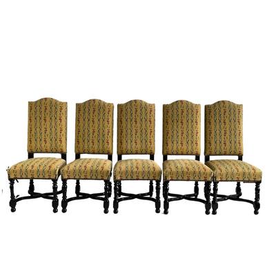 LOT 828 Set of Five French Louis XVII Style Upholstered Dining Chairs