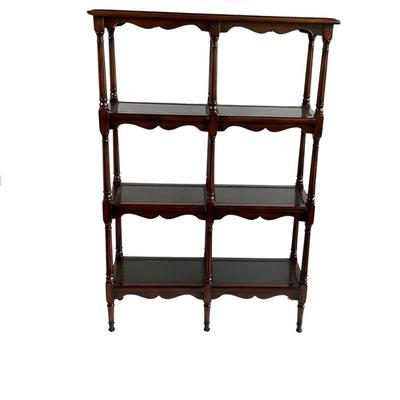 LOT 784 Theodore Alexander Victorian Walnut Brass Engraved 5 Tier Etagere Display Bookcase