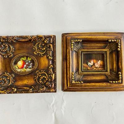 Lot 847 Pair of Decorative Prints on Canvas in Gold gilt  Frames 