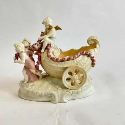 Lot 878 Czechoslovakia Porcelain Cherubs with Carriage Jardiniere 