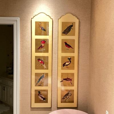 LOT 731 Set of Two Lacquered Bird Panels Wall Art. Click here to bid-...