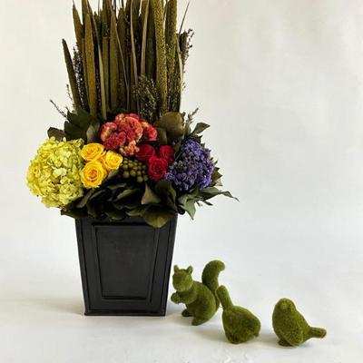 Lot 838 Bougainvillea Artificial Dried Arrangement with Moss Animals 