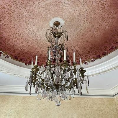Lot 986 Large 12 Arm French Pedeloque Crystal Chandelier