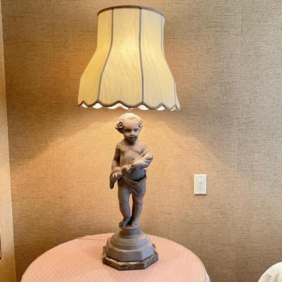 LOT 732 Neoclassical Cherub Statue Lamp. Click here to...