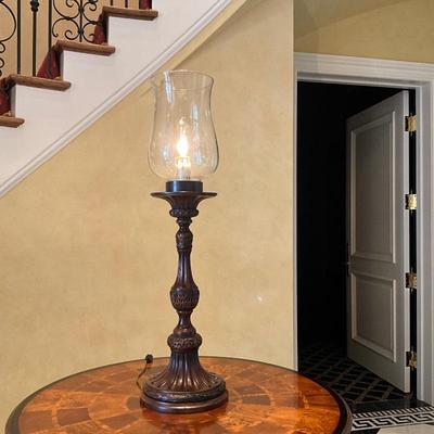 LOT 762 Vintage Theodore Alexander French Neoclassical Style Mahogany Candle Lamp. Click here to bid -...