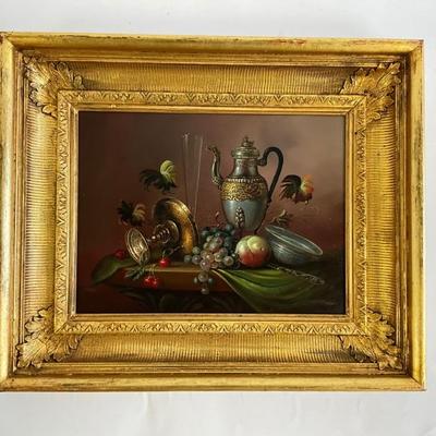 Lot 837 Oriinal Still Life Oi Painting on Board by ErZsebet Csurgo Mezotur