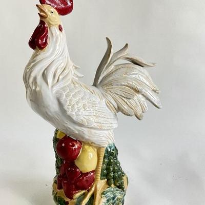 Lot 854 Ceramic White rooster Statue Decor 