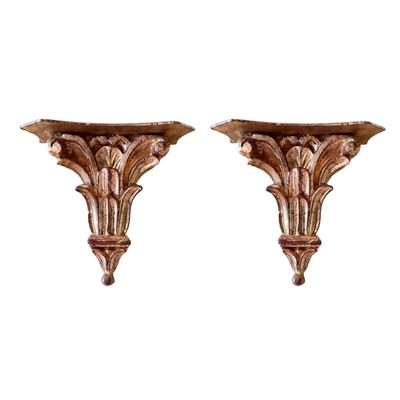LOT 835 Pair of Florentia Italian Gold Giltwood Wall Sconces
