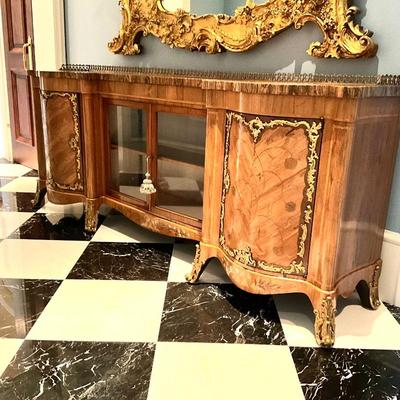 LOT 714 Antique French Louis XV Style Marquetry Inlaid Credenza/Sideboard