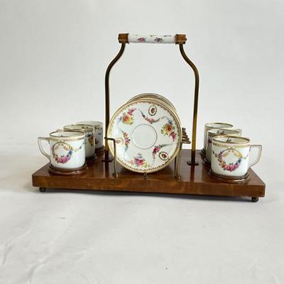 893 Set of 6 Bavaria Schumann Demitasse Cups and Saucer with Tray 