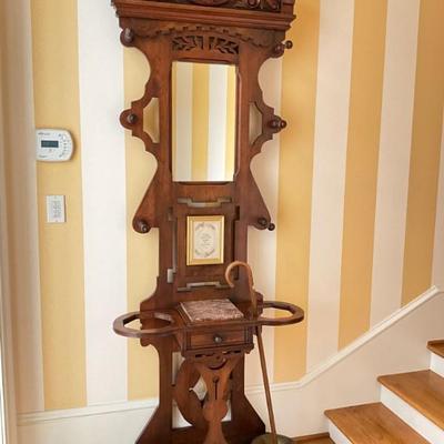 Lot 862 Antique Victorian Walnut Hall Tree 