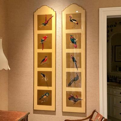 LOT 730 Set of Two Lacquered Bird Panels Wall Art. Click here to bid -...