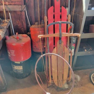 Gas Cans and Sleds