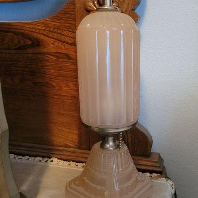 Art Deco milk glass lamp (pair)