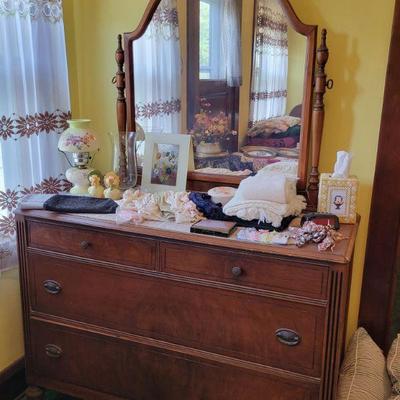 Antique dresser and mirror