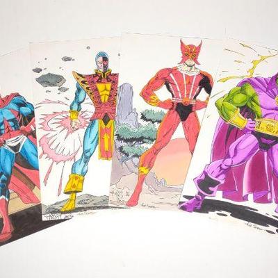 4 Original Comic Drawings Paris, Aaron M & Sharen
