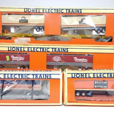 5 Lionel Flatcar Trains w/ Truck Trailers in Boxes