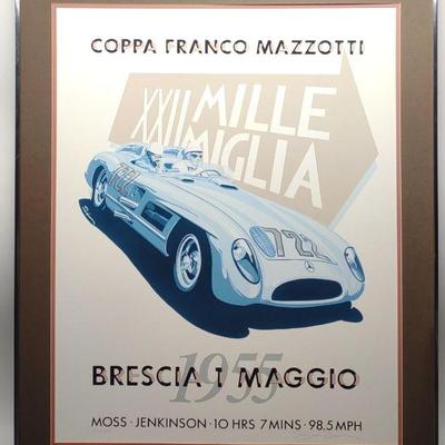 Dennis Simon Signed 1955 Mille Miglia Race Poster