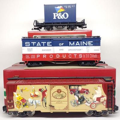 (3) LGB Toy Train Cars w/ Boxes