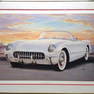 Peter Lawlis Signed 1953 Corvette Lithograph Art