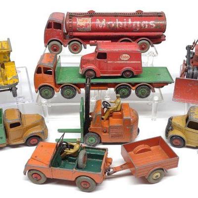 (9) Vintage Dinky Diecast Toy Trucks & Cars